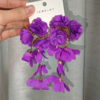Chiffon flower multi-layered holiday-style earrings, exaggerated earrings with a light luxury feel