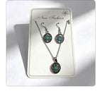 Distressed turquoise earring and necklace set, distressed alloy jewelry, bohemian style accessories