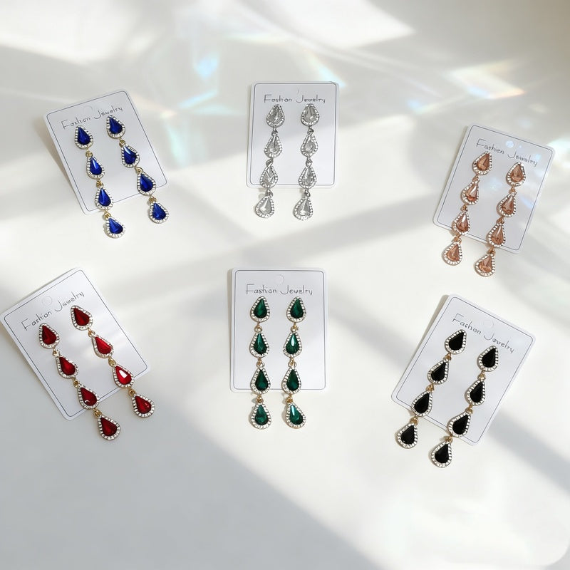 Tassel with a high-end feel, full of diamonds, water drop design, elegant earrings for parties