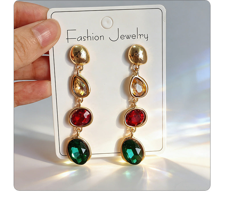 Fashionable, simple, elegant, niche, high-end, light luxury, fresh and colorful long tassel earrings