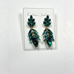 Fashionable Leaf for Women, Light Luxury Exaggerated Earrings with Crystal Tassels