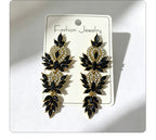 Colorful diamond wheat ear long earrings, niche light luxury design, stylish and versatile earrings