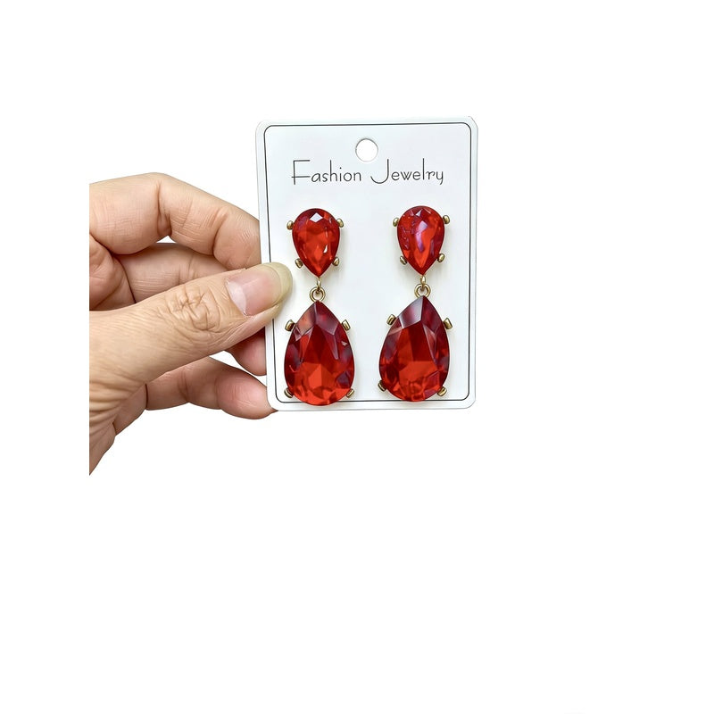 Fashionable water earrings for women, light luxury with a high-end feel, crystal drop earrings, versatile and elegant, simple design