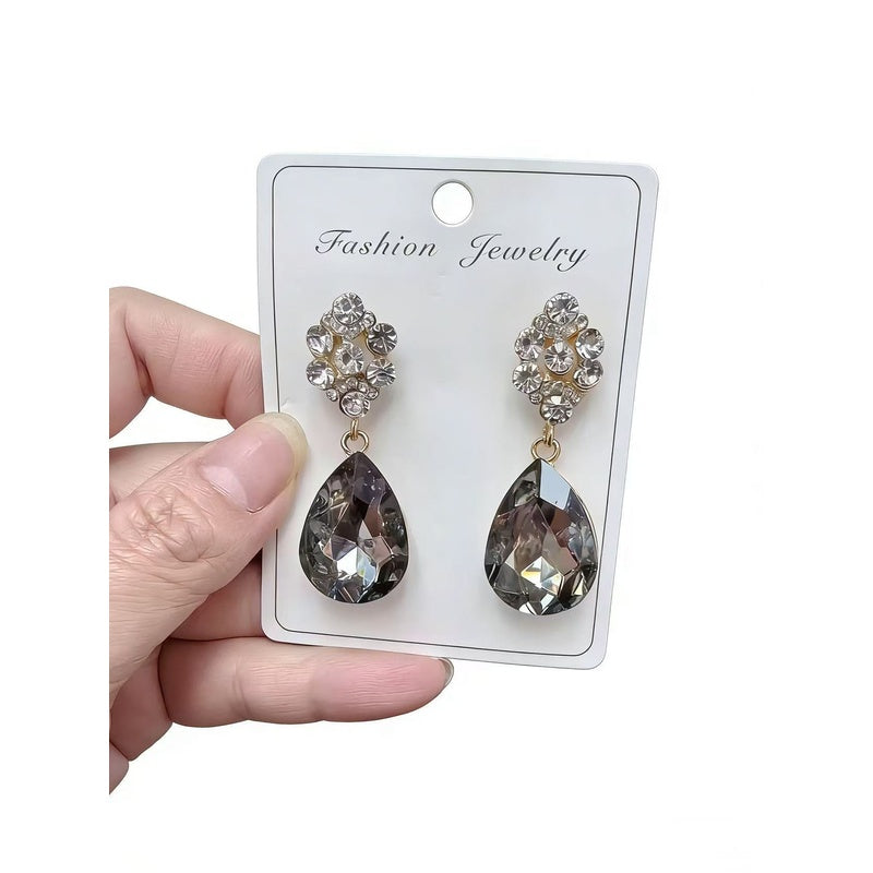Palace-style zircon water drop for women, French luxury high-end earrings