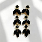 Leaf-shaped colorful diamond long earrings marquise-shaped rhinestones, suitable for pairing with dresses, creating a light and luxurious atmosphere