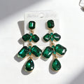 Long waterdrop crystal with fashionable tassels, available in multiple colors, high-transparency cut design, elegant earrings