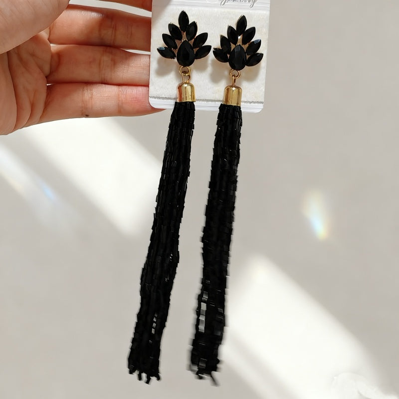 Long tassel earrings, creative bohemian style bridal earrings