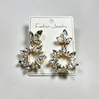 Fashionable Full-Diamond Water Drop Earrings, Elegant Pendant Crystal Geometric Hollow Earrings