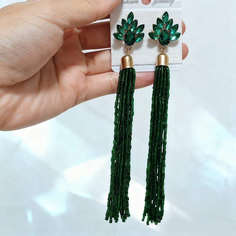 Long tassel earrings, creative bohemian style bridal earrings
