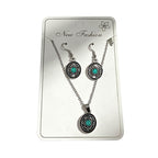 Distressed turquoise earring and necklace set, distressed alloy jewelry, bohemian style accessories