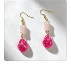 New Chinese-style red pendant pink bamboo earrings, versatile and elegant, traditional Chinese style earrings