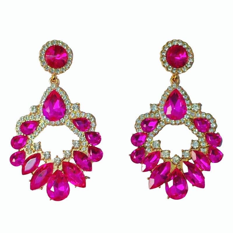 Palace-style dazzling rhinestone for women, French luxury high-end earrings, statement earrings