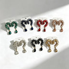 Colorful Stone Water High-End Long Drop Earrings, Versatile Metal Jewelry