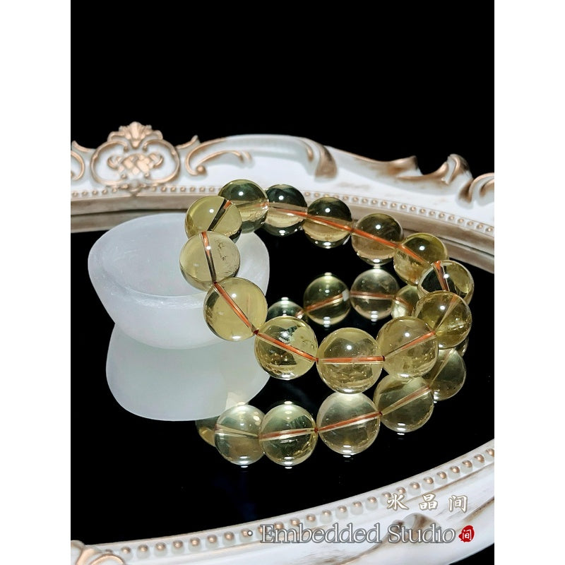 Premium 7A Golden Citrine Bracelet 17-18mm| High-Grade Large Bead Wealth Crystal| Solar Plexus Healing Stone Gift for Her