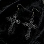 Cross necklace earring set, metal layered wear, simple and unique collarbone chain earrings