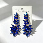 Black rhinestone flame earrings with an exaggerated, grand, and high-end feel