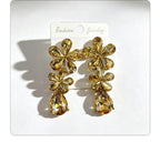 Floral waterdrop rhinestone long elegant multi-color crystal drop earrings, accessories for dress and banquet