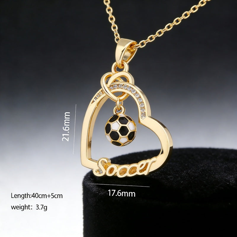 Ink-filled World Cup necklace jewelry, football, light luxury, simple and elegant, alloy heart