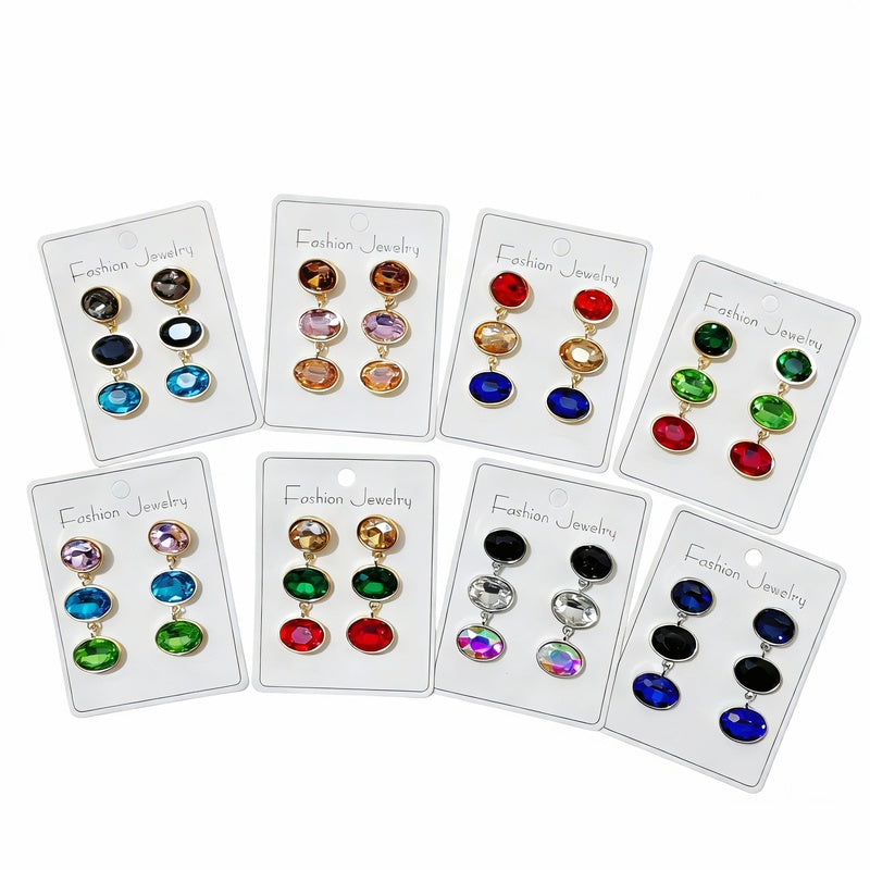 Long crystal glass earrings with a dazzling, unique, and sophisticated design