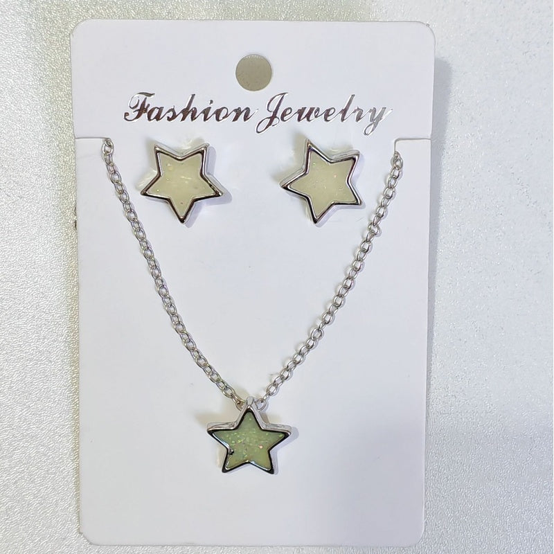 Earring and set, fashionable children's cute cartoon fresh style earrings, light luxury necklace accessories