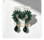 Colorful Stone Water High-End Long Drop Earrings, Versatile Metal Jewelry