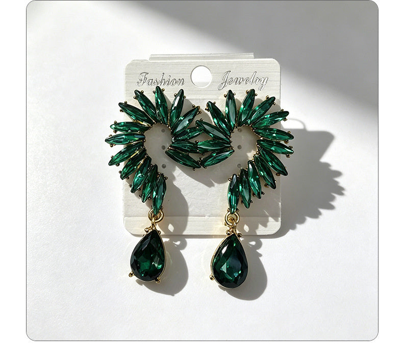 Colorful Stone Water High-End Long Drop Earrings, Versatile Metal Jewelry