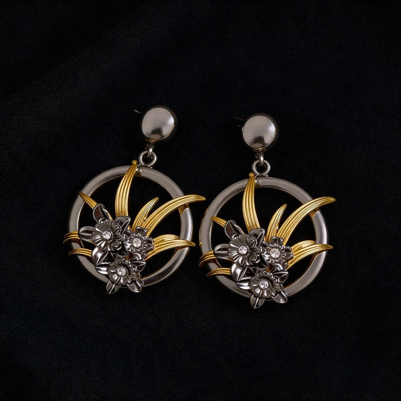 Vintage Palace Style Diamond-Studded Flower High-End Niche Design Earrings, Versatile Light Luxury Earrings Wholesale
