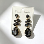 Multi-tiered long drop with colored diamonds, suitable for parties and photo shoots, versatile earrings