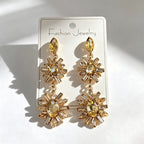 Multi-color rhinestone flower earrings, light luxury and versatile