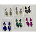 Fashionable Leaf for Women, Light Luxury Exaggerated Earrings with Crystal Tassels