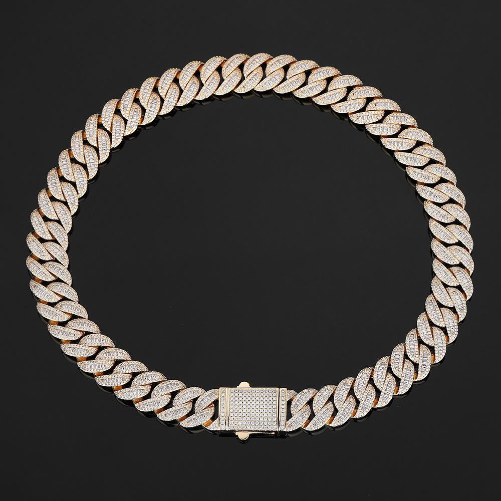 18mm Hiphop Cuban Link Chain Necklace 16-26", Copper Inlaid Zircon Bracelet 7-8-9 inches