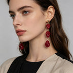 Pink irregular beaded with a gentle temperament, long earrings that flatter the face shape