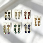 Colorful Crystal Leaf Long Earrings, Luxurious Palace-Style Exquisite Atmosphere Fashion Earrings