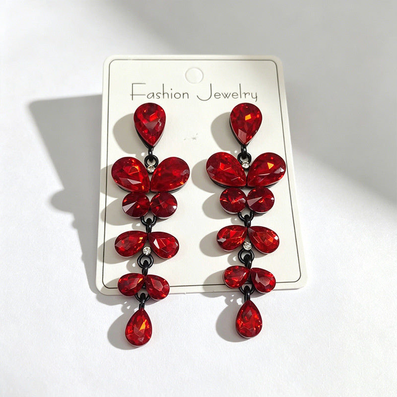 String-style water drop high-end earrings, fashionable and versatile accessories for dates