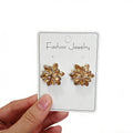 Maillard Champagne Translucent Zircon Double-Layer Snowflake Earrings with a High-End Light Luxury Feel