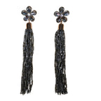 Glass Flower Tassel Earrings, Exaggerated Long Style, Fashionable and Elegant Ear Accessories