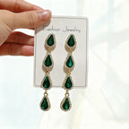 Tassel with a high-end feel, full of diamonds, water drop design, elegant earrings for parties