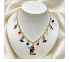 American Independence Day themed flag necklace for women, creative oil-drip star and heart pendant bracelet