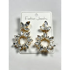 Fashionable Full-Diamond Water Drop Earrings, Elegant Pendant Crystal Geometric Hollow Earrings