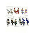 Fashionable and elegant leaf crystal earrings, long tassels, high-end versatile earrings for women, available in multiple colors