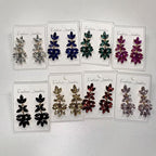 Diamond-studded leaf tassel women, light luxury style, high-end long earrings for evening parties