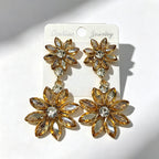 Light luxury style double-layer rhinestone flower for women, high-end versatile commuter earrings