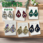 Fashionable crystal earrings for women, long water drop tassel high-end colorful earrings, light luxury