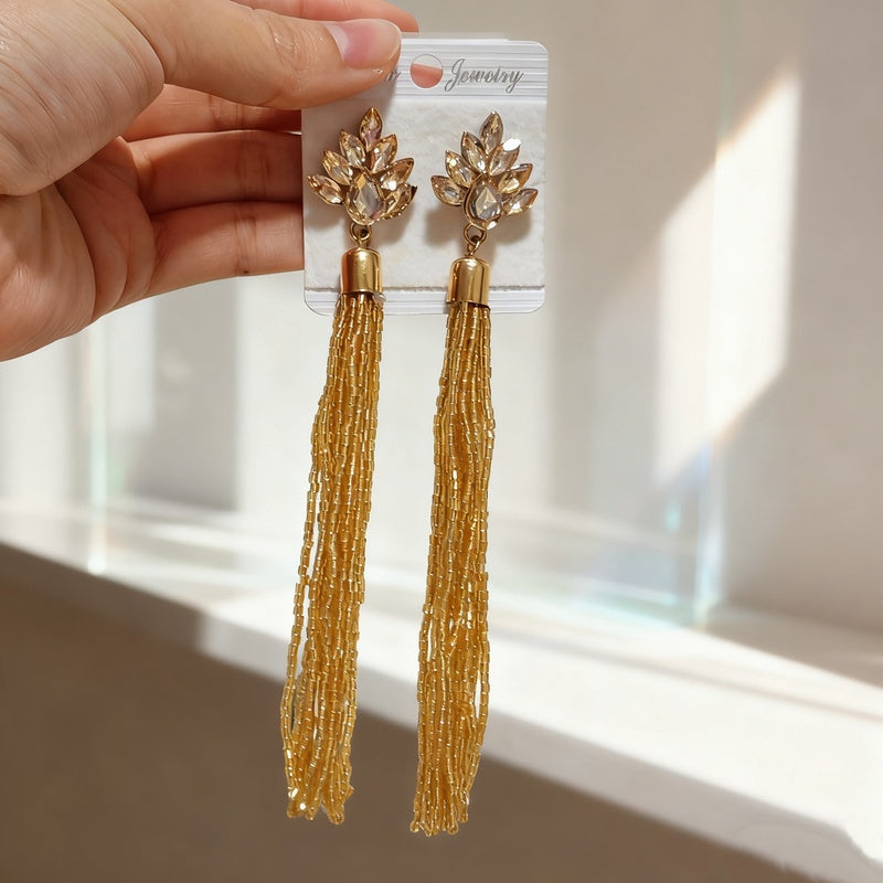 Long tassel earrings, creative bohemian style bridal earrings