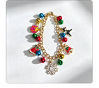 Cartoon snowflake bell-shaped Christmas bracelet, colorful oil-drip holiday atmosphere accessory