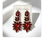 Black rhinestone flame earrings with an exaggerated, grand, and high-end feel