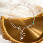 Y2K style star evil eye pendant necklace, exquisite and elegant niche collarbone chain, light luxury fashion accessory