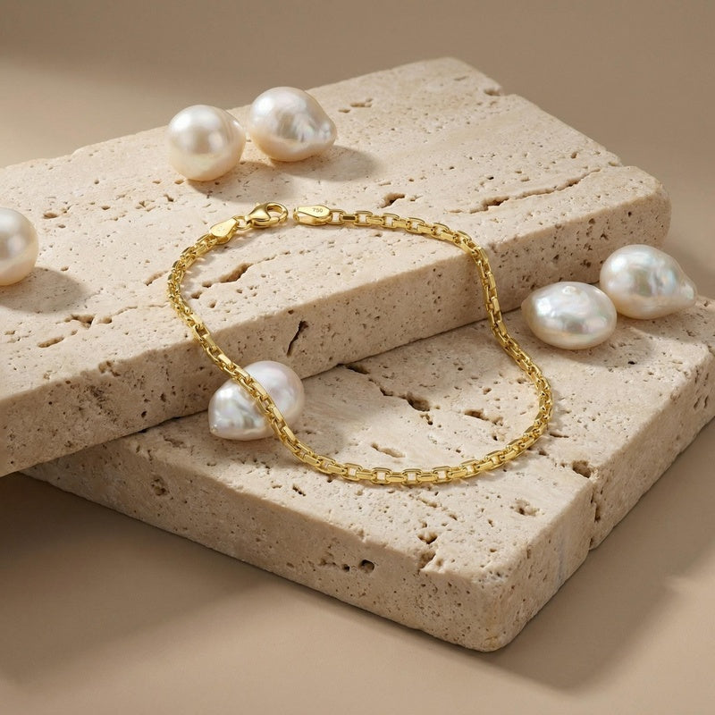 14K Solid Gold Forzentina Bracelet – Classic Cable Chain