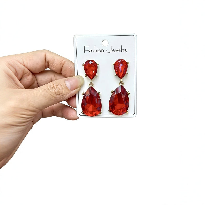 Fashionable water earrings for women, light luxury with a high-end feel, crystal drop earrings, versatile and elegant, simple design