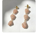 Pink irregular beaded with a gentle temperament, long earrings that flatter the face shape